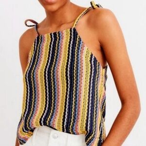 Madewell Striped Tie-Shoulder Knit Tank Top Multicolor Boho Size M